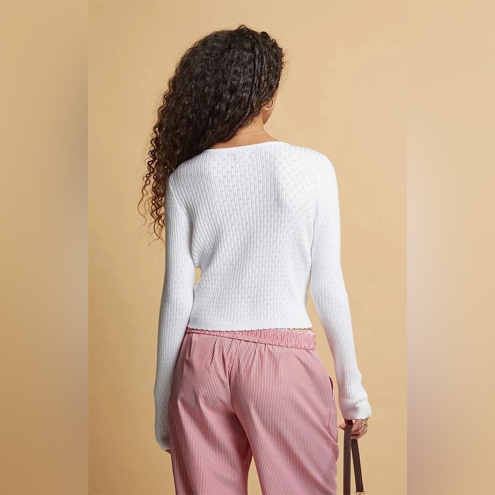 White Ribbed Sweater - Picture 3 of 4